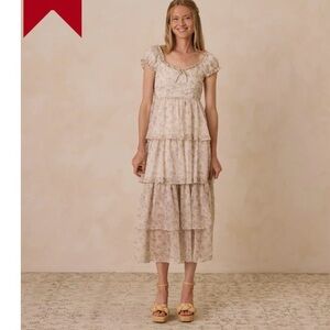 Noralee Capri Dress Lavender Fields Size Large Tiered Ruffle Cottage Feminine